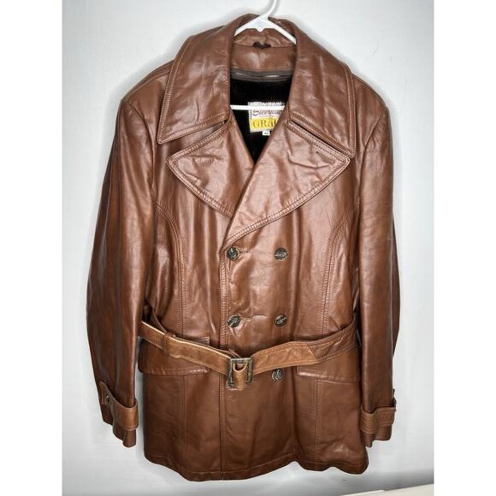 Vintage Genuine Steerhide Leather Jacket Brown Men's Size 42